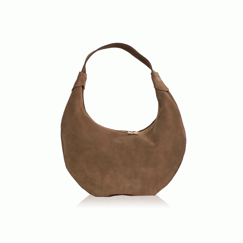 Ophelia Small Suede Leather Shoulder Bag - Mocca Bonendis